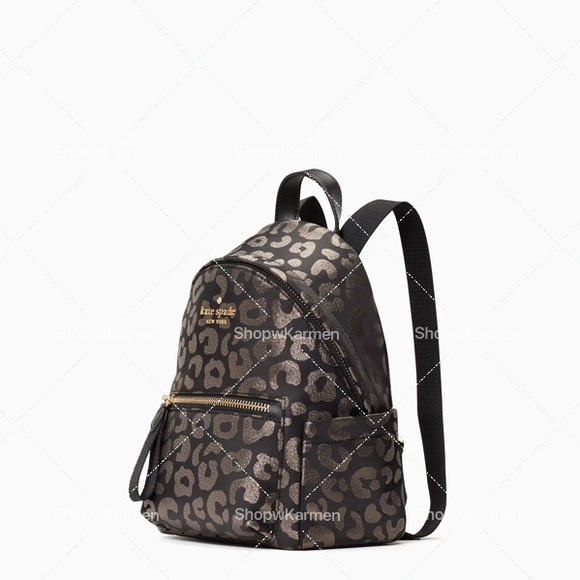 Kate Spade Chelsea Leopard Graphic Jacquard Nylon Mini Backpack, Black NWT - Picture 2 of 4